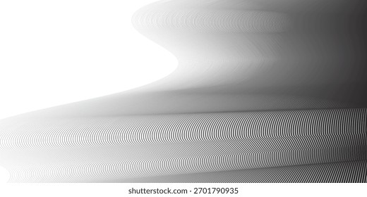 Fundo abstrato com superfície ondulada feita de linhas pretas modernas