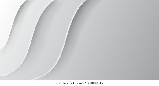 Abstract background with wavy surface in white and gray colors