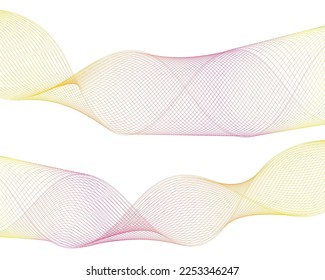 Abstract background of wavy transparent wave on white background, design element