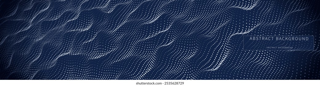 Fondo Abstractas ondulado de puntos blancos sobre azul. Concepto de efecto de textura de Tecnología.
