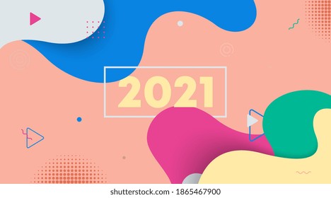 Resumen de fondo y banner web para feliz año nuevo 2021 vector de ilustración.