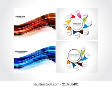 Abstract Background & Web Banner Set vector illustration 
