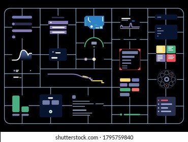 abstract background for website or application with ui elements for ui kit or for studio, firm or company details of the assembled model vector pure buttons