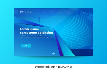 Abstract background website Landing Page. Template for websites, or apps. Modern design.Blue. Abstract vector style.