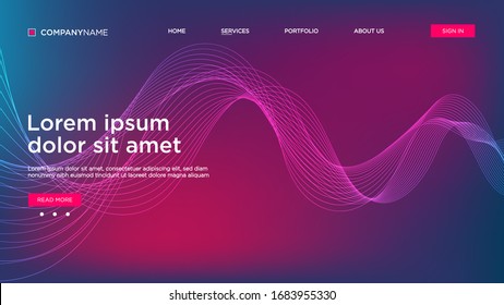 Abstract background website Landing Page  Template for websites  apps  Modern design  Abstract vector style  line   particles  Curved wavy line  smooth stripe Vector    Vector Illustration