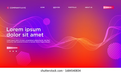 Abstract background website Landing Page  Template for websites  apps  Modern design  Abstract vector style  line   particles  Curved wavy line  smooth stripe Vector    Vector Illustration