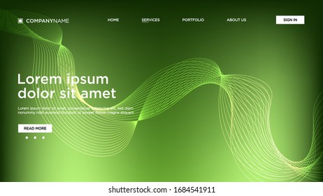 Abstract background website Landing Page. Template for websites, or apps. Modern design. Abstract vector style. line and particles. Curved wavy line, smooth stripe Vector - Vector Illustration
