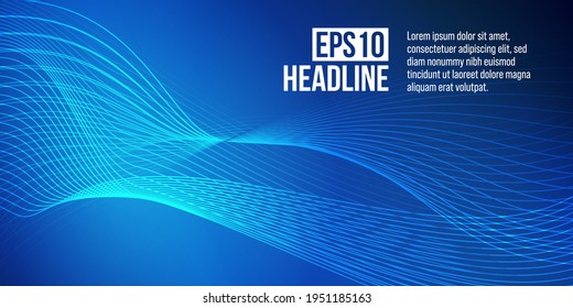 Resumen del sitio web de fondo Landing Page. Plantilla para sitios web o aplicaciones. Diseño moderno. Estilo vector abstracto. línea y partículas. Línea ondulada curvada, vector de banda suave - Ilustración vectorial