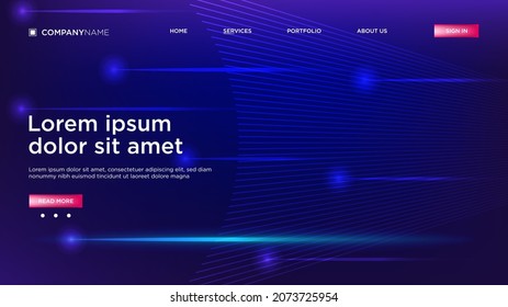 Abstract background website Landing Page. Template for websites, or apps. Modern design. Abstract vector style. line and particles. Curved wavy line, smooth stripe Vector - Vector Illustration