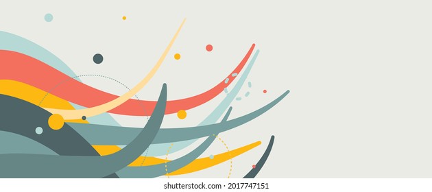 Abstract background for websites and banners in calm colours. Floating waves in pastel colours. Calm composition with various elements for your presentation