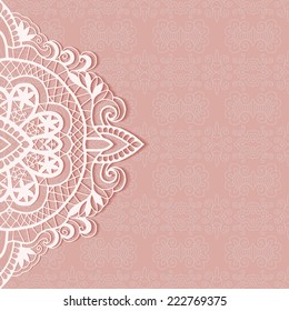 Abstract background, wedding invitation or greeting card design with lace pattern, beautiful luxury postcard, ornate page cover, ornamental vector illustration