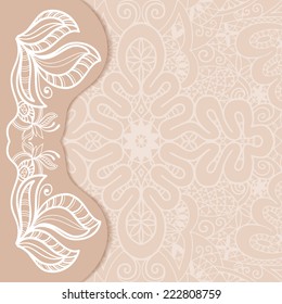 Abstract background, wedding invitation or greeting card design with lace pattern, beautiful luxury postcard, ornate page cover, ornamental vector illustration
