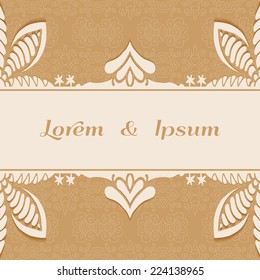 Abstract background, wedding invitation or greeting card design with lace pattern, beautiful luxury postcard, ornamental vector illustration
