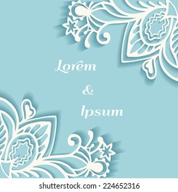 Abstract background, wedding invitation or greeting card design with lace pattern, beautiful luxury postcard, ornate page cover, ornamental vector illustration