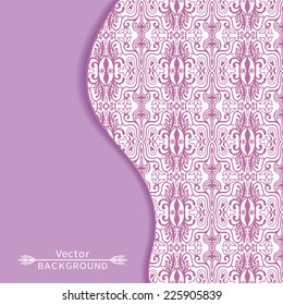 Abstract background, wedding invitation or greeting card design with lace pattern, beautiful luxury postcard, ornate page cover, ornamental vector illustration