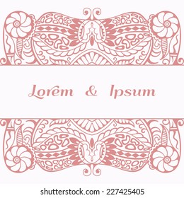 Abstract background, wedding invitation or greeting card design with lace pattern, beautiful luxury postcard, ornate page cover, ornamental vector illustration