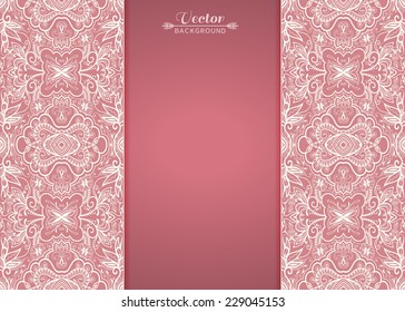 Abstract background, wedding invitation or greeting card design with lace pattern, beautiful luxury postcard, ornate page cover, ornamental vector illustration