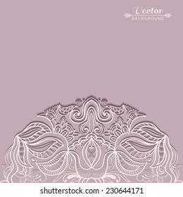 Abstract background, wedding invitation or greeting card design with lace pattern, beautiful luxury postcard, ornate page cover, ornamental vector illustration