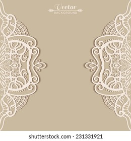 Abstract background, wedding invitation or greeting card design with lace pattern, beautiful luxury postcard, ornate page cover, ornamental vector illustration