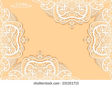 Abstract background, wedding invitation or greeting card design with lace pattern, beautiful luxury postcard, ornate page cover, ornamental vector illustration