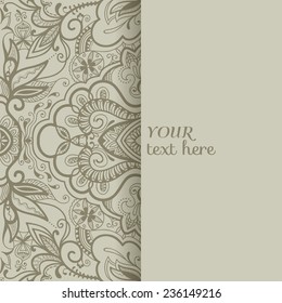 Abstract background, wedding invitation or greeting card design with lace pattern, beautiful luxury postcard, ornate page cover, ornamental vector illustration