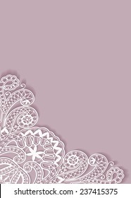 Abstract background, wedding invitation or greeting card design with lace pattern, beautiful luxury postcard, ornate page cover, ornamental vector illustration
