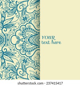 Abstract background, wedding invitation or greeting card design with lace pattern, beautiful luxury postcard, ornate page cover, ornamental vector illustration