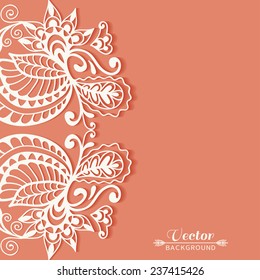 Abstract background, wedding invitation or greeting card design with lace pattern, beautiful luxury postcard, ornate page cover, ornamental vector illustration