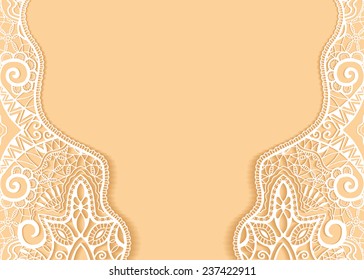 Abstract background, wedding invitation or greeting card design with lace pattern, beautiful luxury postcard, ornate page cover, ornamental vector illustration