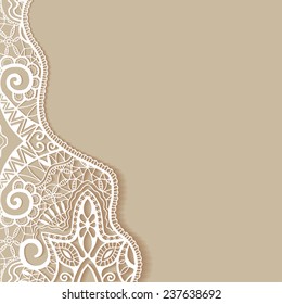 Abstract background, wedding invitation or greeting card design with lace pattern, beautiful luxury postcard, ornate page cover, ornamental vector illustration
