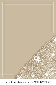 Abstract background, wedding invitation or greeting card design with lace pattern, beautiful luxury postcard, ornate page cover, ornamental vector illustration