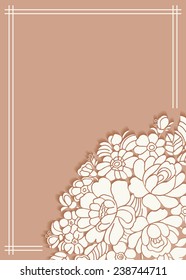 Abstract background, wedding invitation or greeting card design with lace pattern, beautiful luxury postcard, ornate page cover, ornamental vector illustration