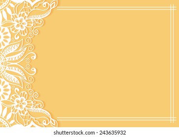 Abstract background, wedding invitation or greeting card design with lace pattern, beautiful luxury postcard, ornate page cover, ornamental vector illustration