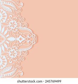 Abstract background, wedding invitation or greeting card design with lace pattern, beautiful luxury postcard, ornate page cover, ornamental vector illustration