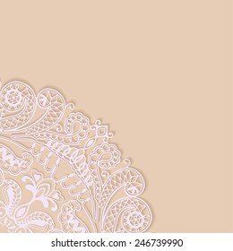 Abstract background, wedding invitation or greeting card design with lace pattern, beautiful luxury postcard, ornate page cover, ornamental vector illustration