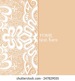 Abstract background, wedding invitation or greeting card design with lace pattern, beautiful luxury postcard, ornate page cover, ornamental vector illustration