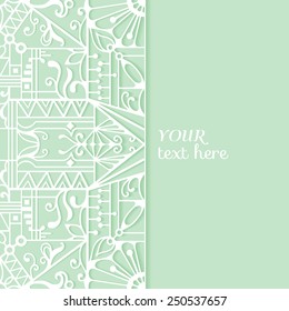 Abstract background, wedding invitation or greeting card design with lace pattern, beautiful luxury postcard, ornate page cover, ornamental vector illustration