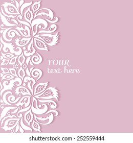 Abstract background, wedding invitation or greeting card design with lace pattern, beautiful luxury postcard, ornate page cover, ornamental vector illustration