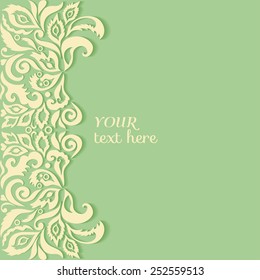 Abstract background, wedding invitation or greeting card design with lace pattern, beautiful luxury postcard, ornate page cover, ornamental vector illustration