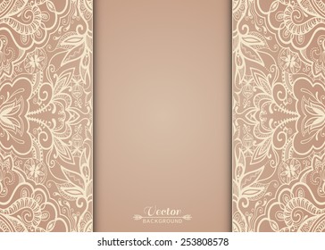 Abstract background, wedding invitation or greeting card design with lace pattern, beautiful luxury postcard, ornate page cover, ornamental vector illustration