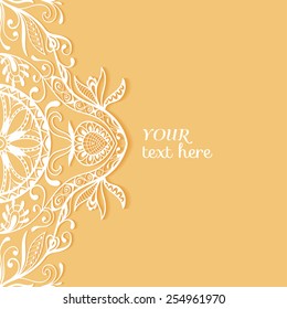 Abstract background, wedding invitation or greeting card design with lace pattern, beautiful luxury postcard, ornate page cover, ornamental vector illustration