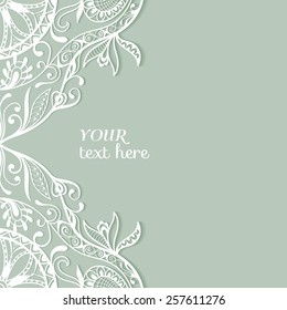 Abstract background, wedding invitation or greeting card design with lace pattern, beautiful luxury postcard, ornate page cover, ornamental vector illustration