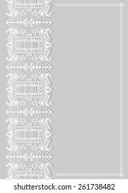 Abstract background, wedding invitation or greeting card design with lace pattern, beautiful luxury postcard, ornate page cover, ornamental vector illustration