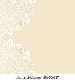 Abstract background, wedding invitation or greeting card design with lace pattern, beautiful luxury postcard, ornate page cover, ornamental vector illustration