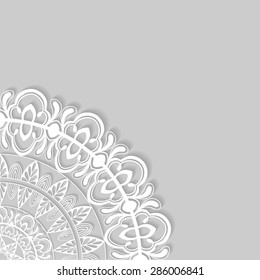 Abstract background, wedding invitation or greeting card design with lace pattern, beautiful luxury postcard, ornate page cover, ornamental vector illustration