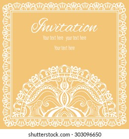 Abstract background, wedding invitation or greeting card design with lace pattern, beautiful luxury postcard, ornate page cover, ornamental vector illustration