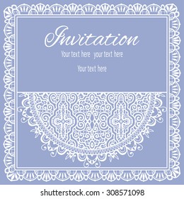 Abstract background, wedding invitation or greeting card design with lace pattern, beautiful luxury postcard, ornate page cover, ornamental vector illustration