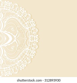Abstract background, wedding invitation or greeting card design with lace pattern, beautiful luxury postcard, ornate page cover, ornamental vector illustration
