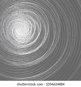Abstract background A whirlwind of twisted spiral metal lines Spiral contour whirlpool twist on a gray background Abstract cyclic circles Linear technology Decorative design element Vector graphic