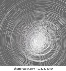 Abstract background A whirlwind of twisted spiral metal lines Spiral contour whirlpool twist on a gray background Abstract cyclic circles Linear technology Decorative design element Vector graphic
